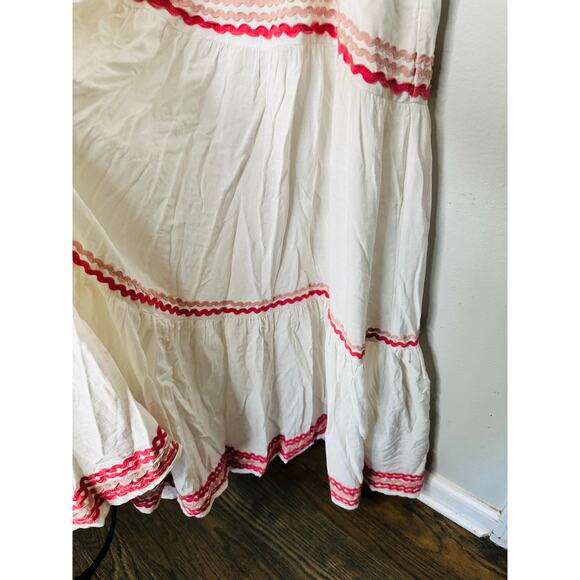 SPLENDID White Pink Cotton Colorful Trim Riviera Maxi Dress Size Extra Large - Picture 7 of 12